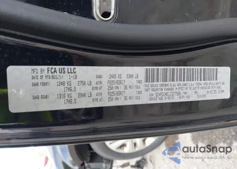 2018 Dodge Journey Se z USA, uszkodzony, nr VIN 3C4PDCAB1JT277569